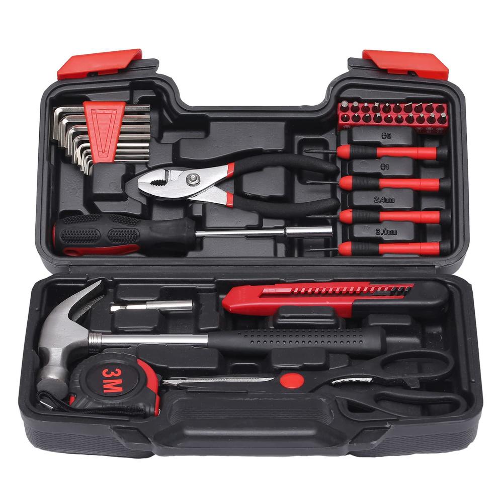 rvogjp 40-piece household tools kit - small basic home tool set with plastic toolbox - great for college students, household use & m
