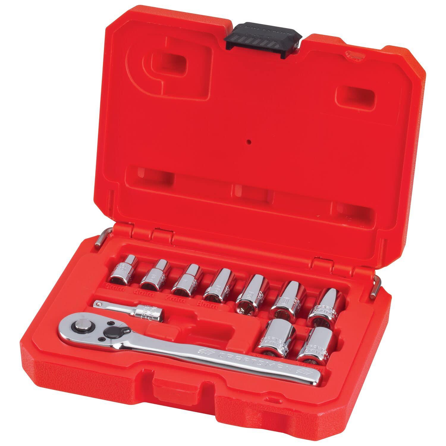 craftsman mechanics tool set, socket wrench set, mm, 1/4 inch drive (cmmt34861)