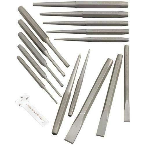 VCT 16pc industrial punch and chisel set mechanics pin tapered center chisel punch