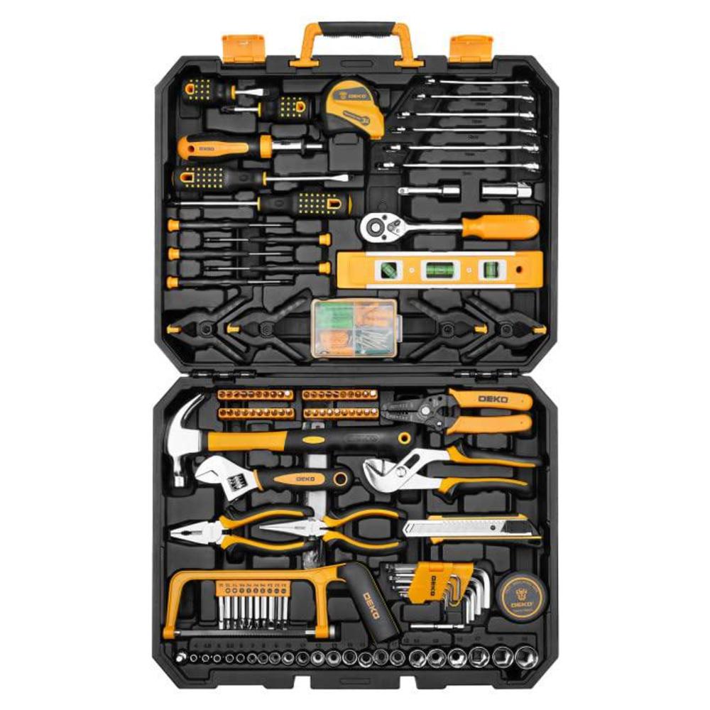 dekopro 228 piece socket wrench auto repair tool combination package mixed tool set hand tool kit with plastic toolbox storag