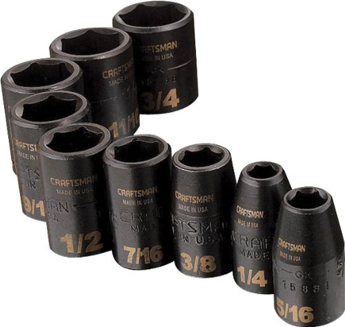 craftsman 9-15880 6 point 3/8-inch drive standard easy to read impact socket set, 9-piece