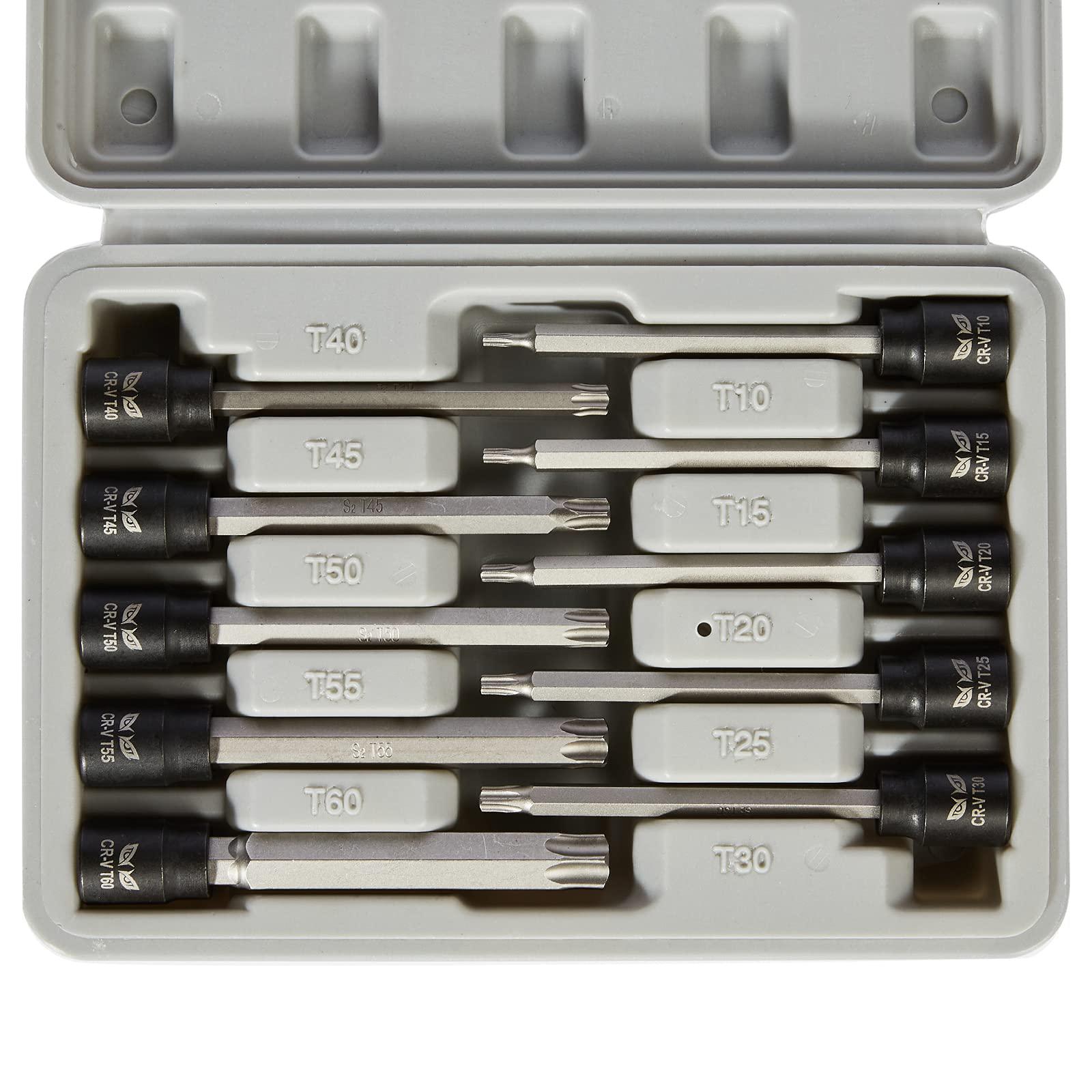 Owl Tools extra long torx bit socket set (10 pack) - long 3.5" torx bit in 3/8" drive t10 - t60