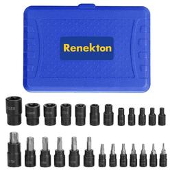 Renekton Master Torx Bit Socket and External Torx Socket Set, S2 and Cr-V Steel, Tamper Proof Bit Sockets, 25 Piece Set