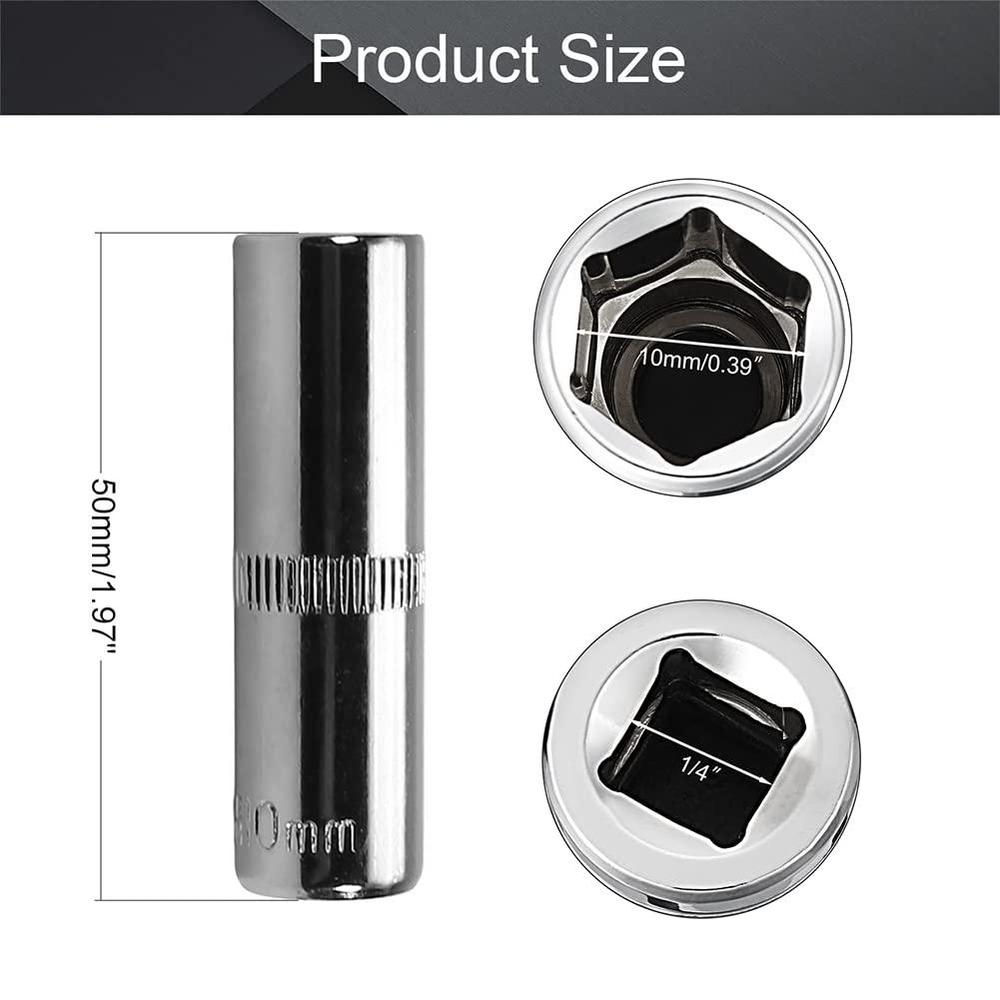 utoolmart deep socket, 4 pcs 1/4 inches drive 6-point socket, 10mm ...