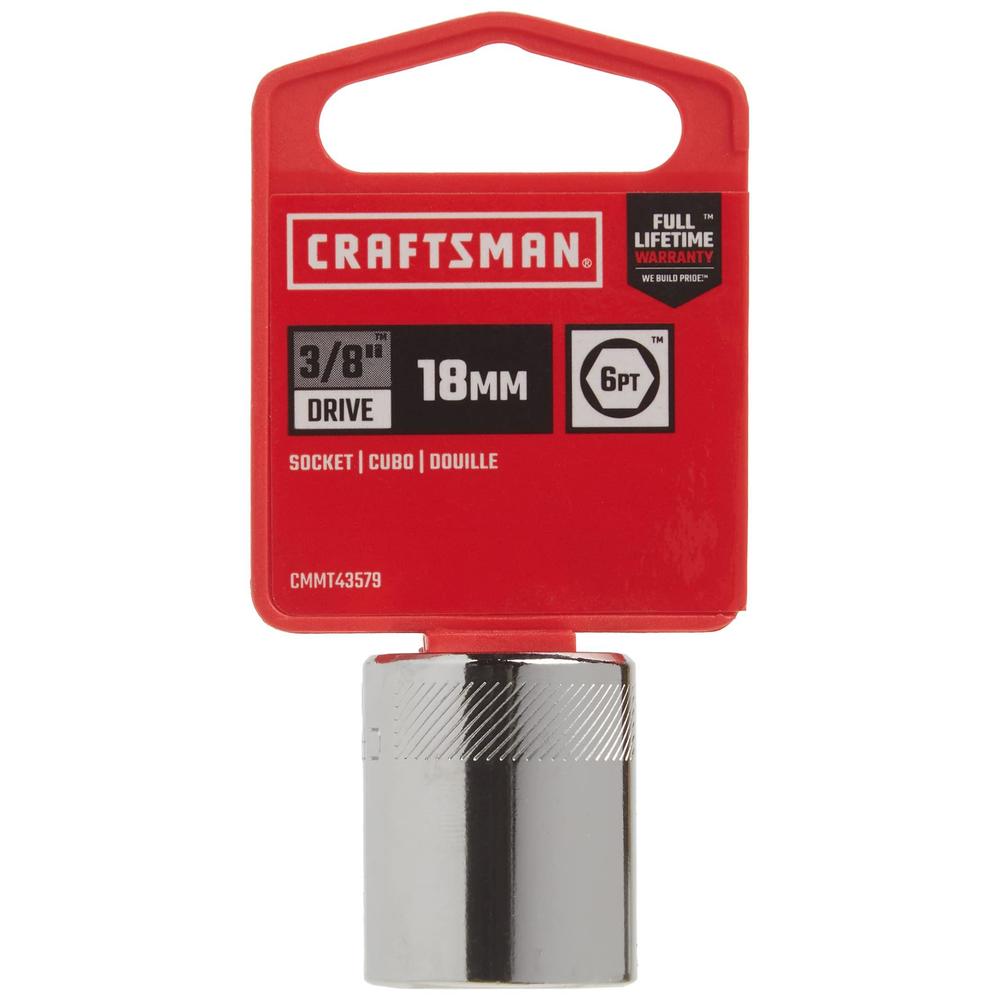 craftsman shallow socket, metric, 3/8-inch drive, 18mm, 6-point (cmmt43579)