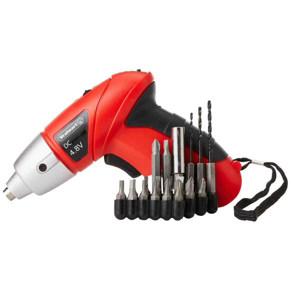 stalwart 25 piece 4.8v cordless screwdriver with led