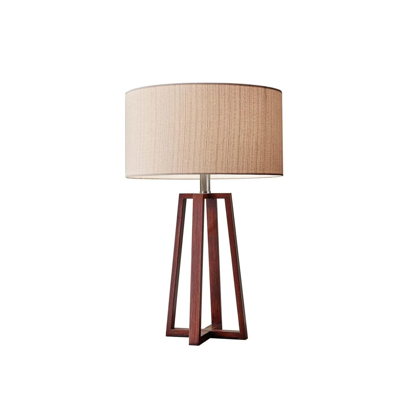 adesso 1503-15 quinn table lamp, 23.75 in, 150 w incandescent/cfl, walnut birch wood, 1 wooden lamp