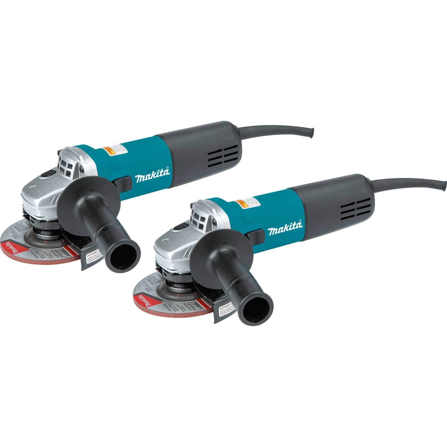 makita 9557nb2 4-1/2" angle grinder, with ac/dc switch (2 pack)