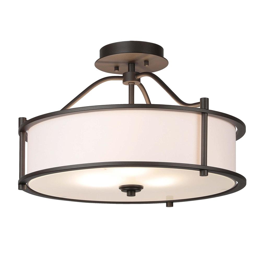 xinbei lighting semi flush mount ceiling light 18 inch 3 light close to ceiling light with fabric shade and frost glass diffu