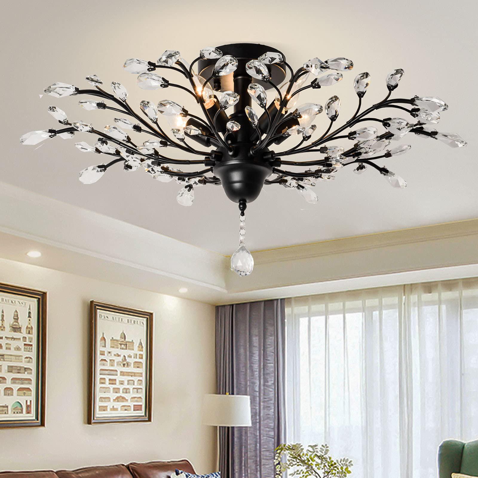 ganeed crystal ceiling light,vintage chandelier, modern elegant k9 crystal glass chandelier flush mount ceiling lighting fixt
