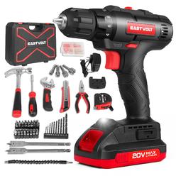 eastvolt 20v max cordless power drill driver kit & home tool kit, max 310in.lbs. 18+1 poisitiontorque drill for metal, wood, 