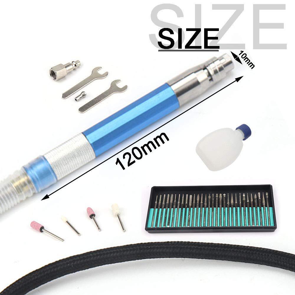 NuoDunco nuodun air powered pencil grinder set micro die grinder with 1/8-inch collet, micro pencil die grinder engraving tool (blue)