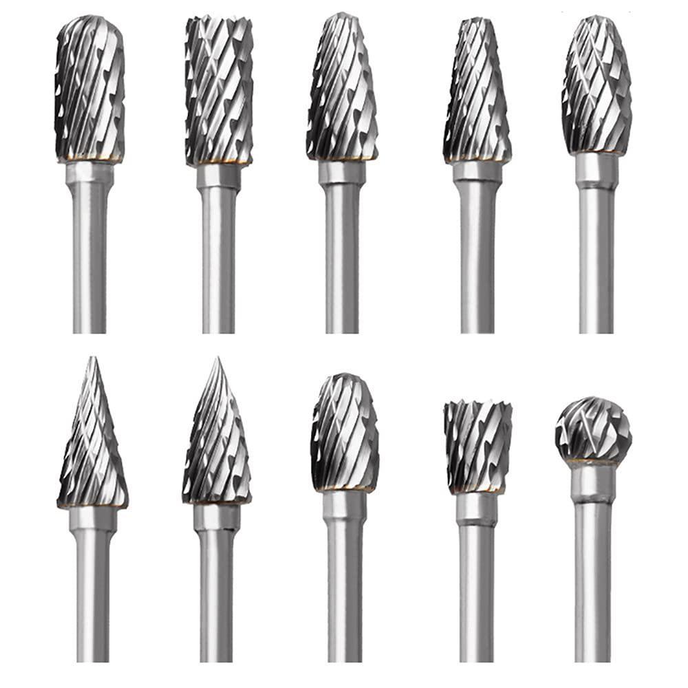 YURINWOO tungsten carbide rotary burr set with 1/8" shank, double cut carving bits for rotary tool accessories for diy woodworking, po