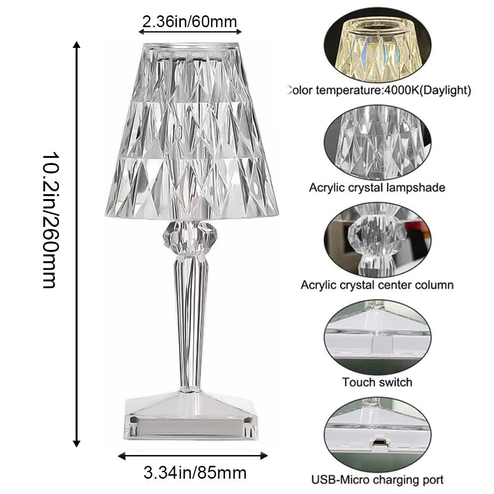 QING PU2021 crystal table lamp - romantic led crystal diamond table lamps touch color changing light,acrylic rechargeable modern style cr