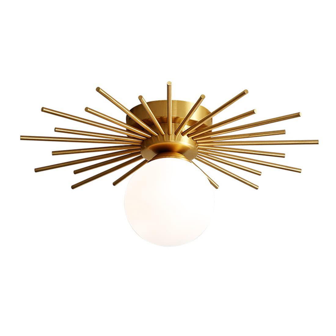 pobllem glass flush mount ceiling light gold mid century modern ceiling lamp with white glass orb shade, brass close to ceili