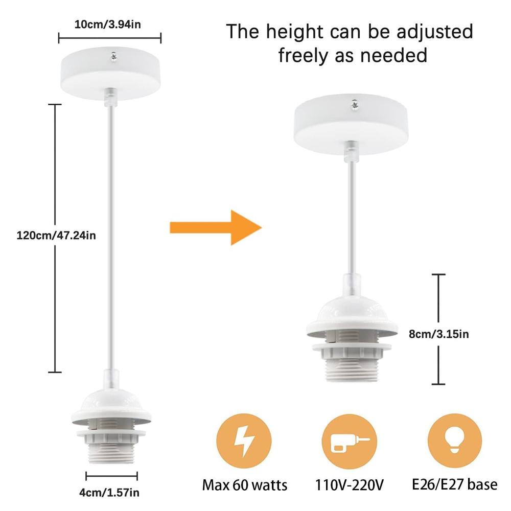 N\\A na mini pendant light cord,2-pack white cord hanging light fixtures kit vintage edison modern ceiling pendant lamp holder, e2