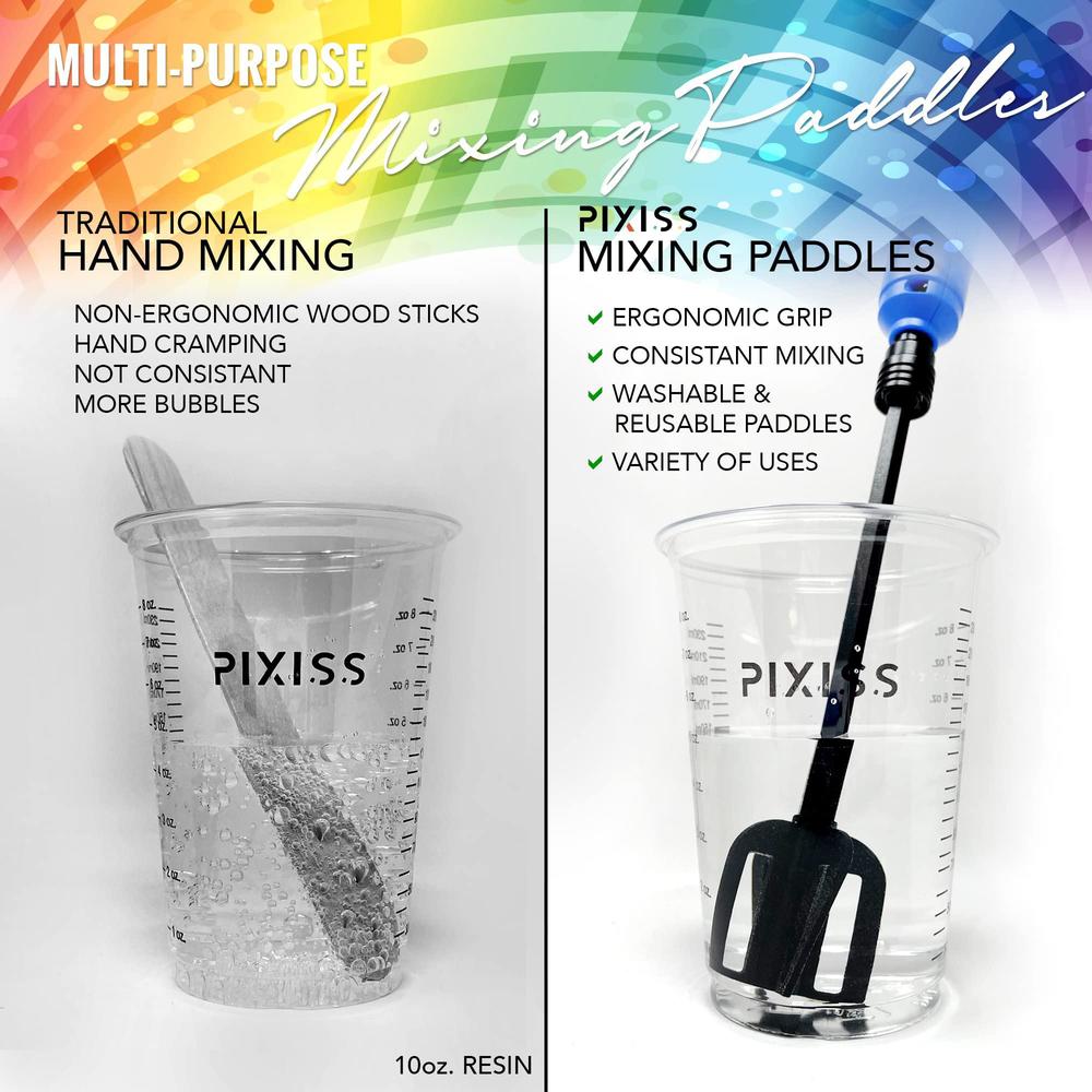 Pixiss resin mixer epoxy mixer paddles - 3 reusable pixiss multipurpose bidirectional paint stirrer for drill epoxy & paint mixer dr
