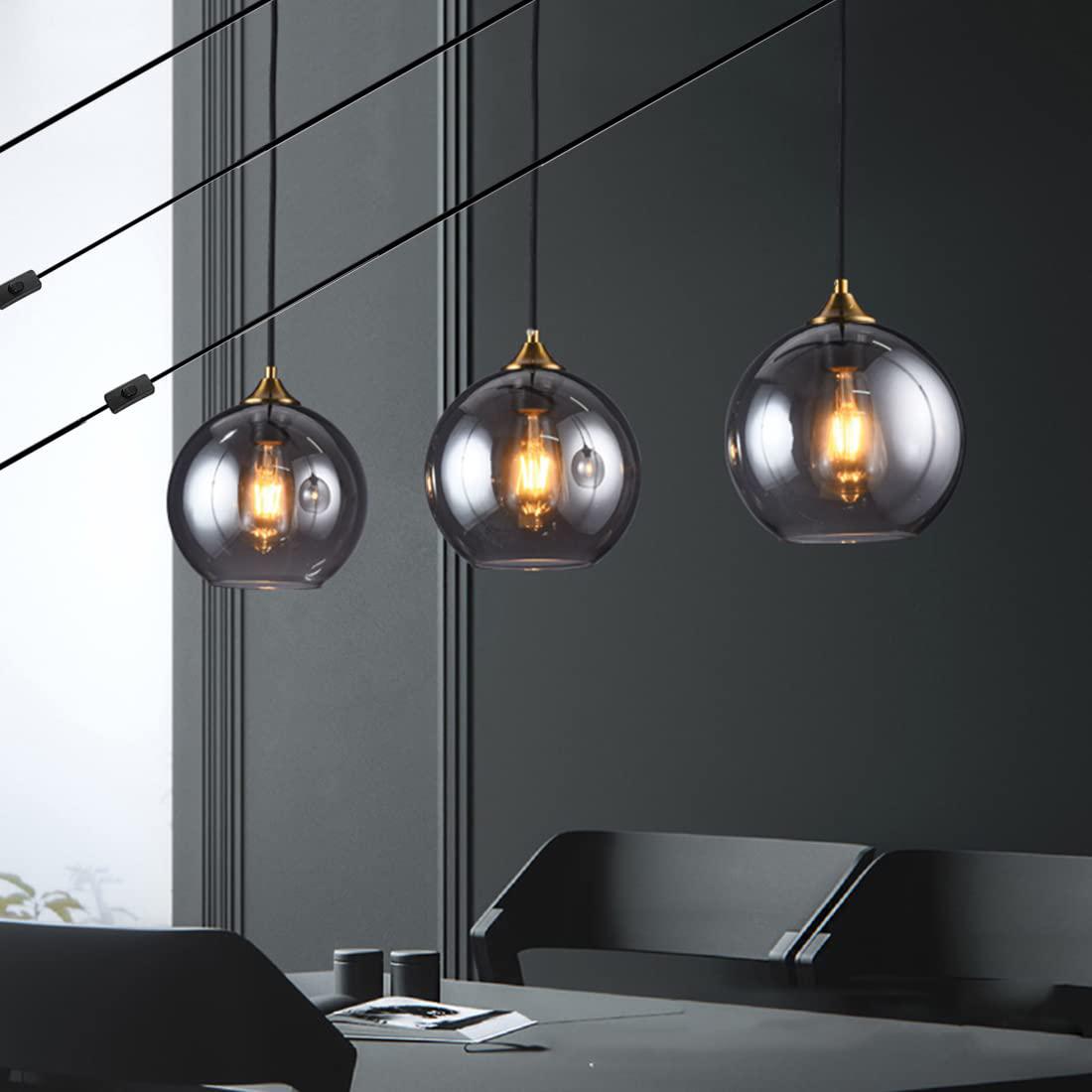 pobllem globe pendant light fixtures glass plug in pendant lighting mid century modern chandelier hanging light adjustable co