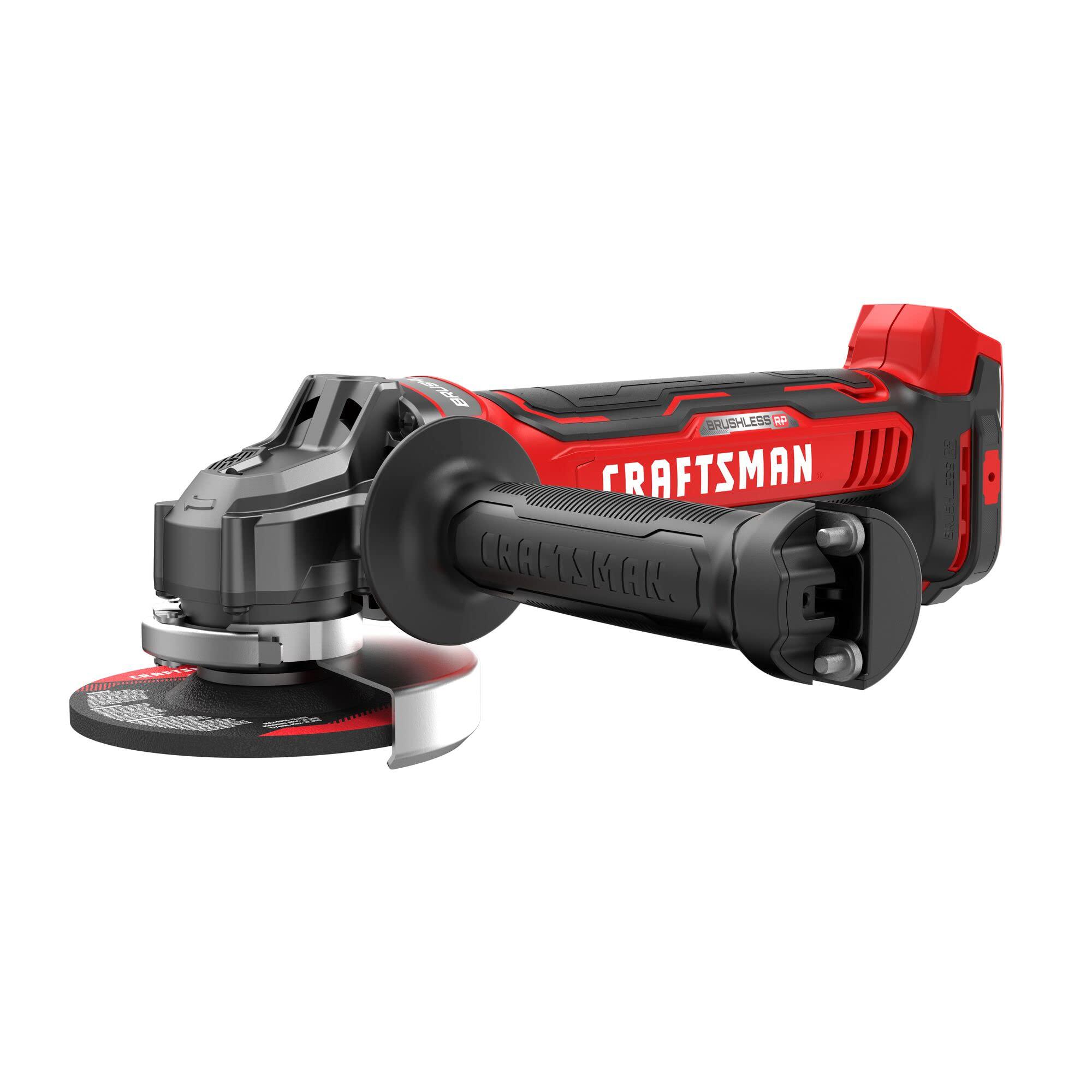 craftsman 20v max brushless cordless angle grinder,paddle switch, tool only (cmcg451b)