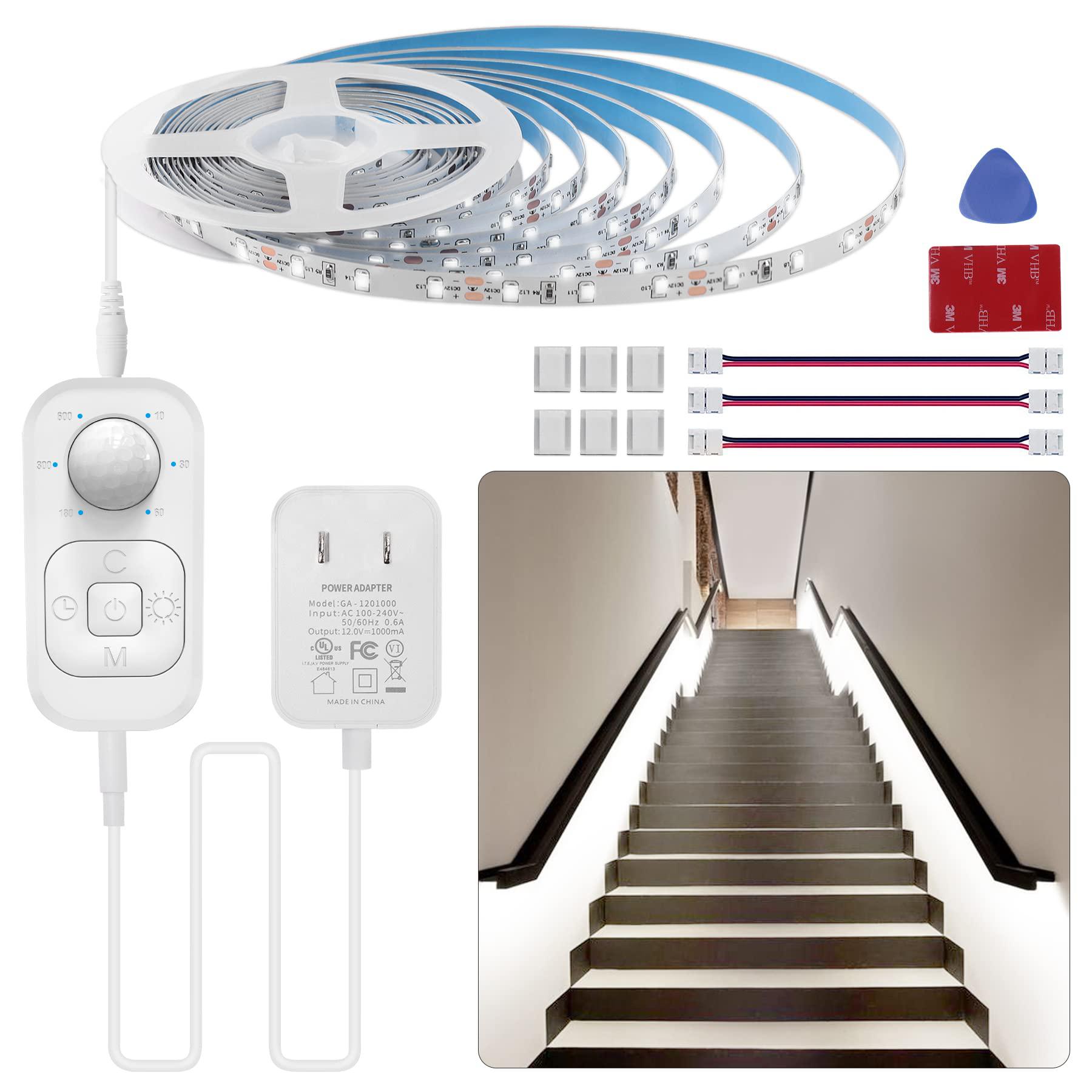 Speycer motion sensor lights indoor plug-in led step lights strip with ul fcc adapter timer dimmer multi-functional controller for st