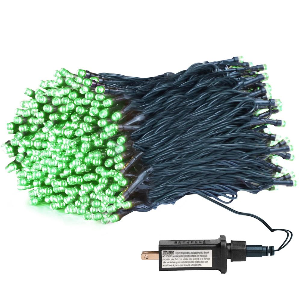weillsnow 164ft 500 led green christmas lights, waterproof 8 twinkle with memory functions st patrick's day lights for indoor