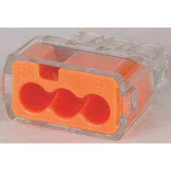 Ideal Industries ideal 30-1033 push-in connector, 3-port, 12-20 awg, orange, box of 100 by ideal industries