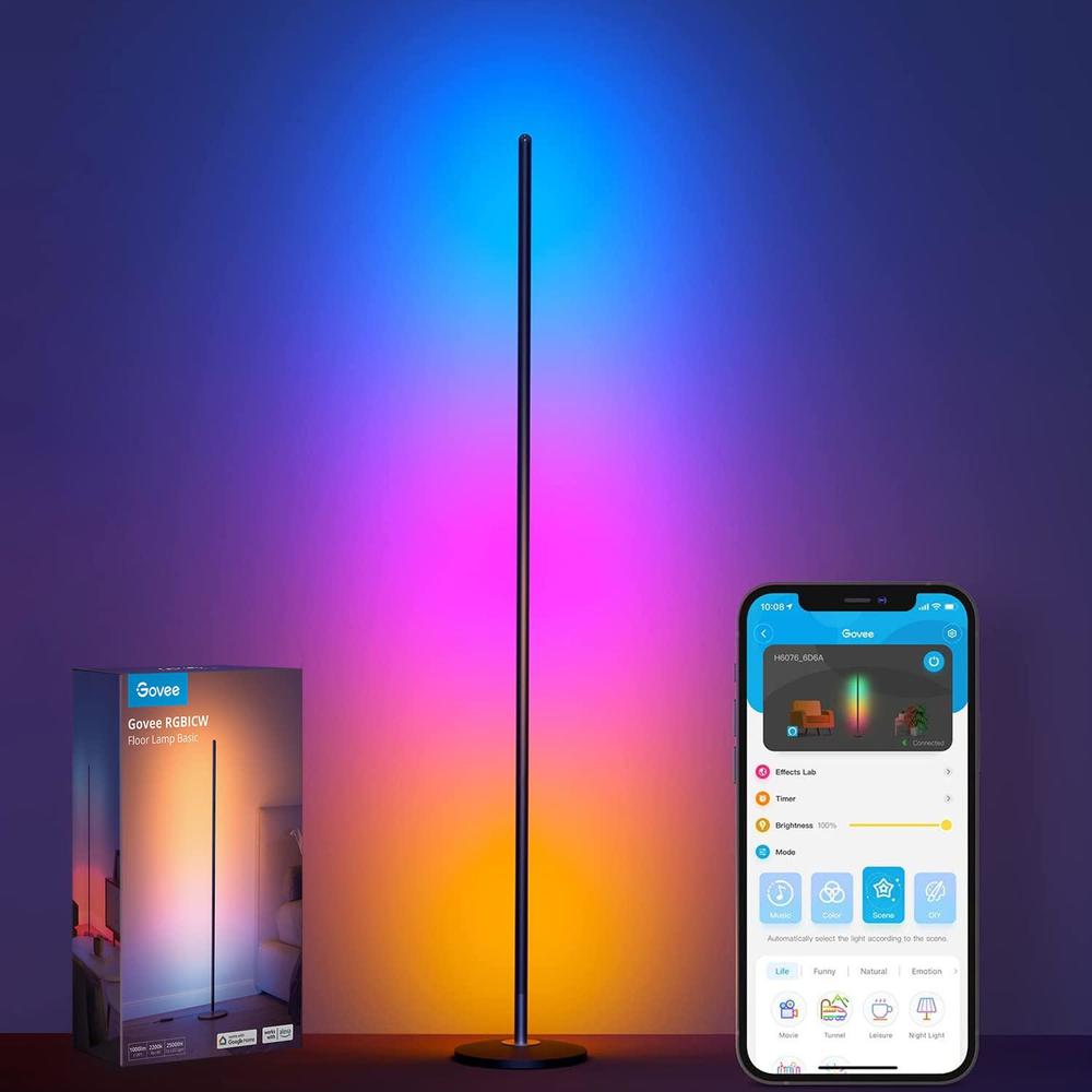 govee rgbic floor lamp, led corner lamp works with alexa, smart modern