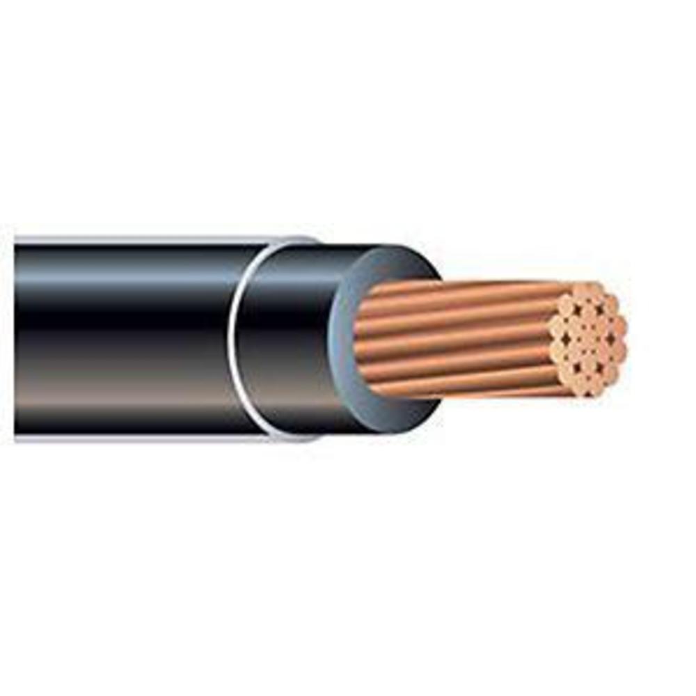 stock wire 2 awg 19-stranded thhn black copper building wire (50ft cut)