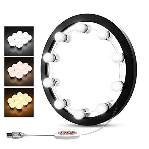beautme hollywood style led vanity mirror lights kit with dimmable light bulbs, lighting fixture strip for makeup vanity tabl