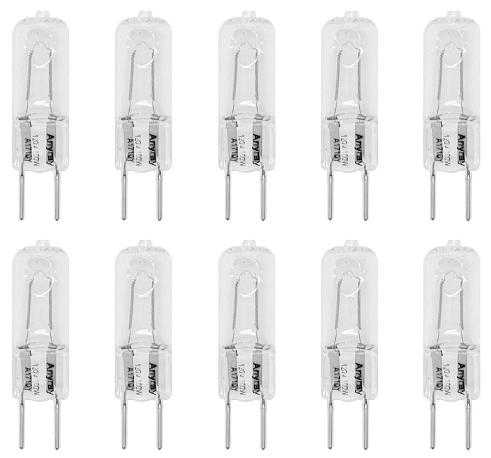 anyray (10)-pack 100w g8 100-watt 130v 1300-lumen gy8.6 t4 halogen light bulb