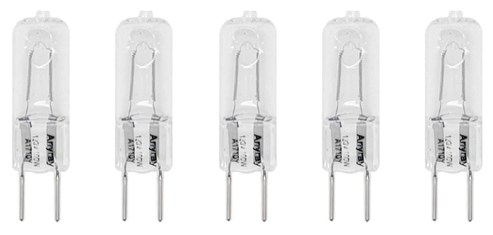 anyray a1710y (5)-pack g8 100w 100-watt 130 volt halogen t4 light gy8.6 bulbs 100watt 5-lamps