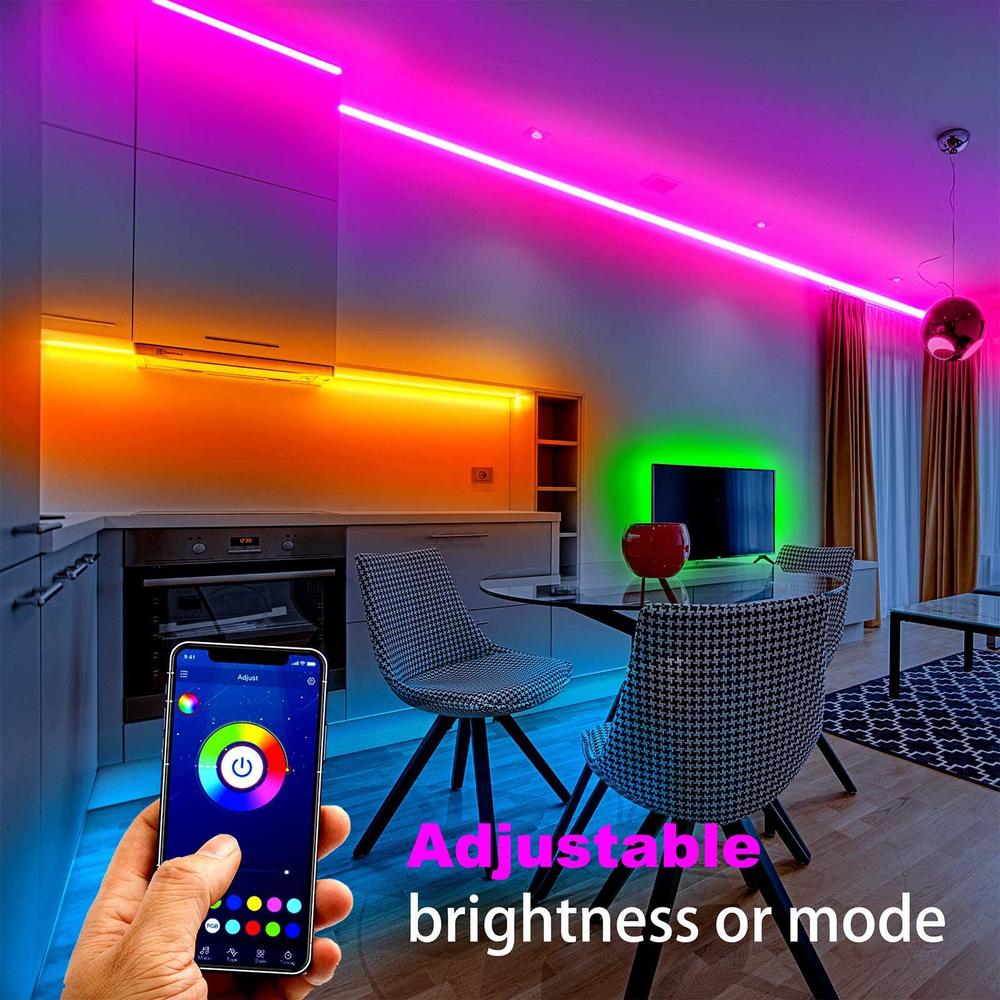 dalattin led lights for bedroom 50ft , smart bluetooth led strip lights that sync with music ambient lighting for room, game,