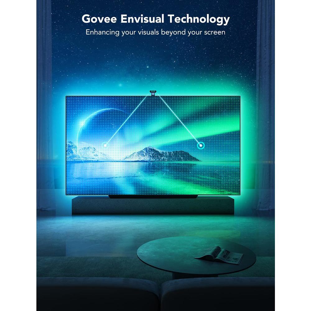 govee envisual tv backlight t2 with dual cameras, 16.4ft rgbic wi-fi tv led backlights for 75-85 inch tvs, double tv light be