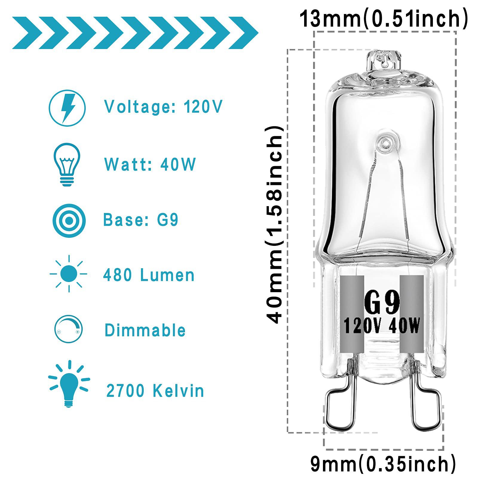 Simba Lighting® Halogen Light Bulb G9 T4 60W JCD Bi-Pin 120V, Dimmable,  2700K Warm