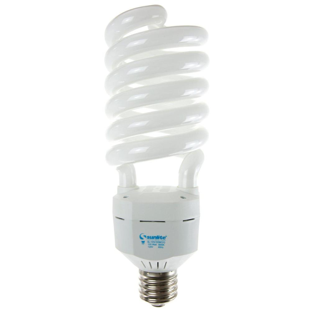 sunlite 05563-su high wattage cfl spiral light bulb, 105 watts (400w equivalent), 277 volt, mogul base (e39), 5000 lumens, 8,