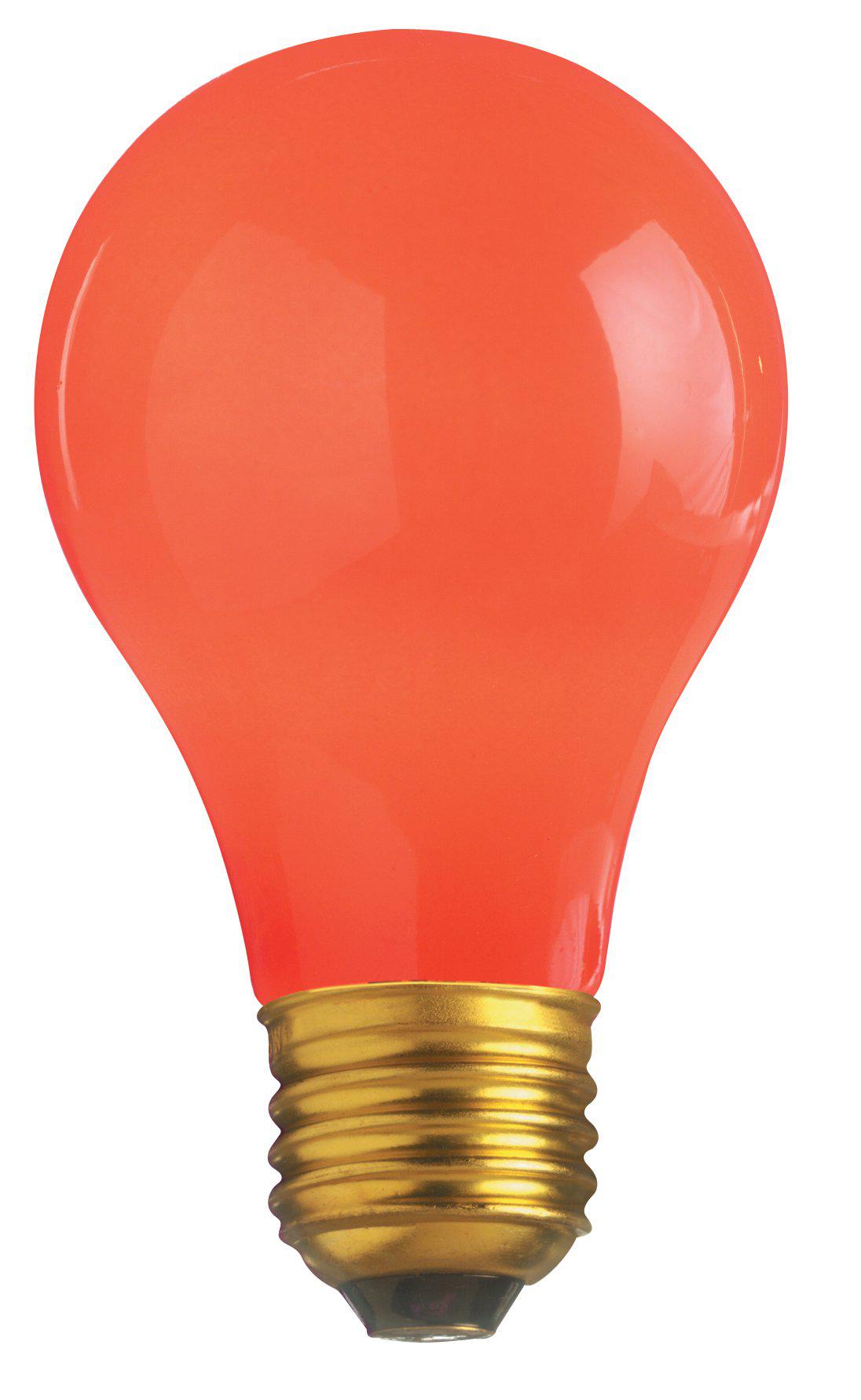 satco s4984 60 watt a19 incandescent light bulb, ceramic red