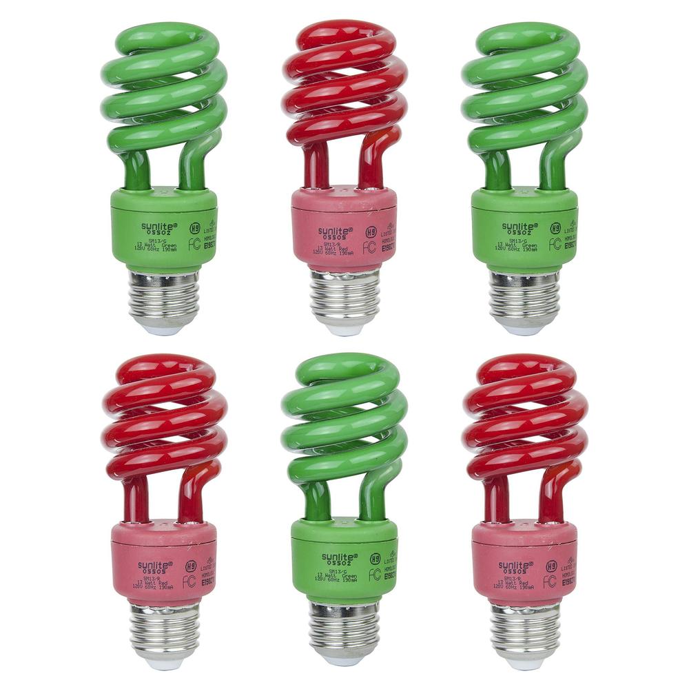 sunlite 45172-su decorative christmas holiday cfl light bulbs, 13 watt (40w equivalent), medium base (e26), 8,000 hour life s