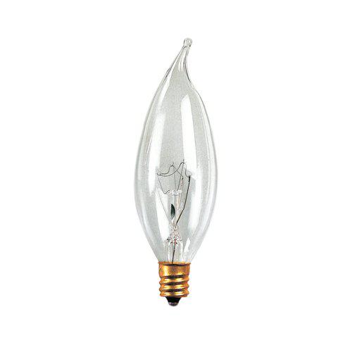 bulbrite incandescent ca10 candelabra screw base (e12) light bulb, 25 watt, clear