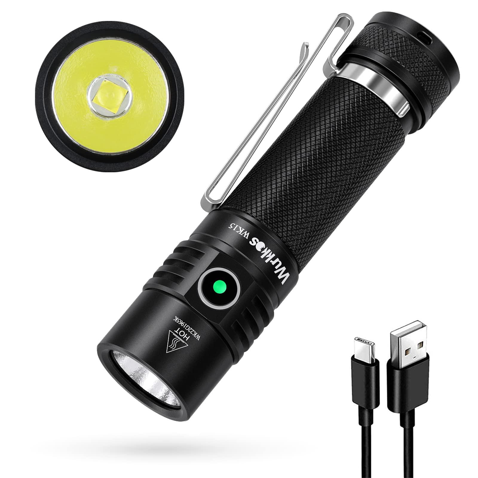 wurkkos wk15 rechargeable flashlight max 3000 lumen, small led flashlight xhp50.2, ultra bright flashlight ip68 waterproof, e