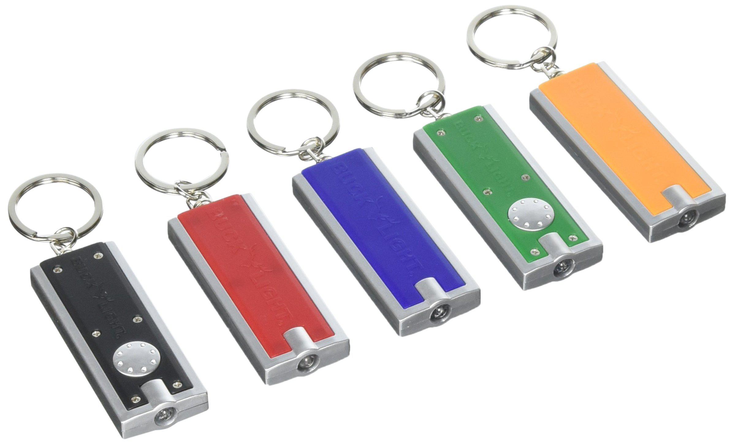 buck light: powerful led keychain lights, 5 pack, assorted colors, ultra bright flashlight, portable key chain flash light