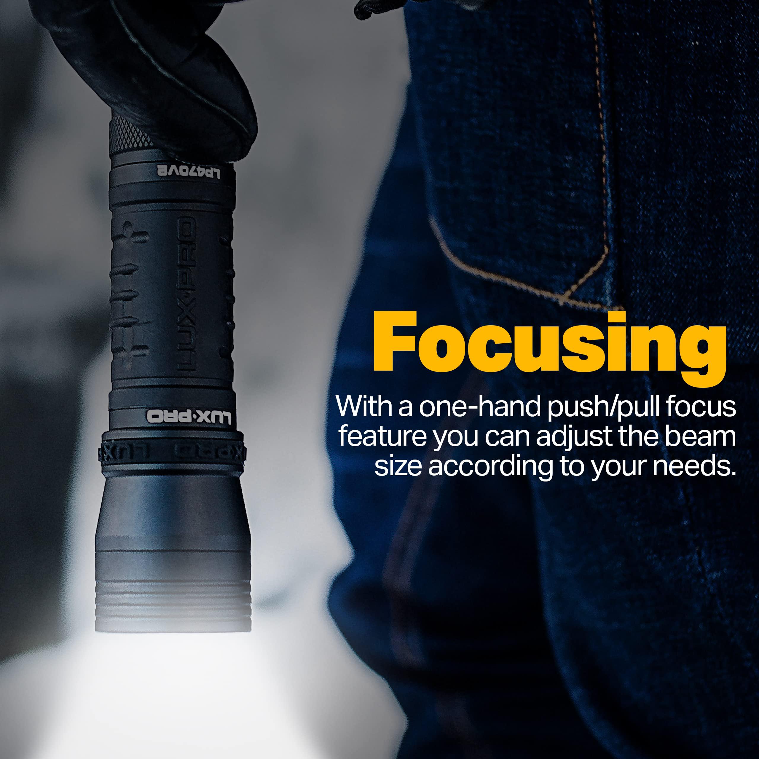 Lux-Pro luxpro focus 380 lumen handheld led flashlight - features patented tackgrip and aircraft-grade aluminum - pocket-sized campin
