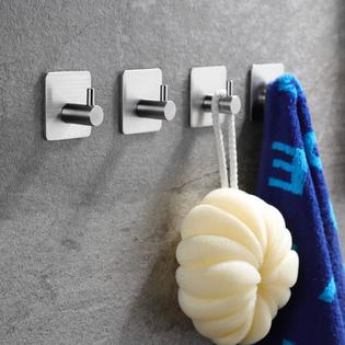 YIGII adhesive towel hooks - self adhesive robe hooks home coat hook sus  304 stainless steel bathroom