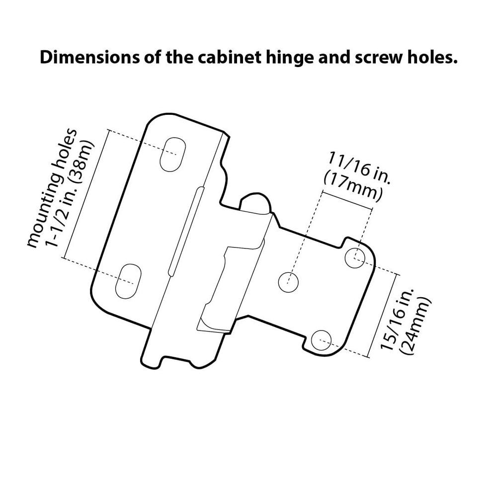 decobasics 1/2" overlay semi partial wrap around kitchen cabinet hinges (25 pair -50 pack) - self closing matte black cabinet