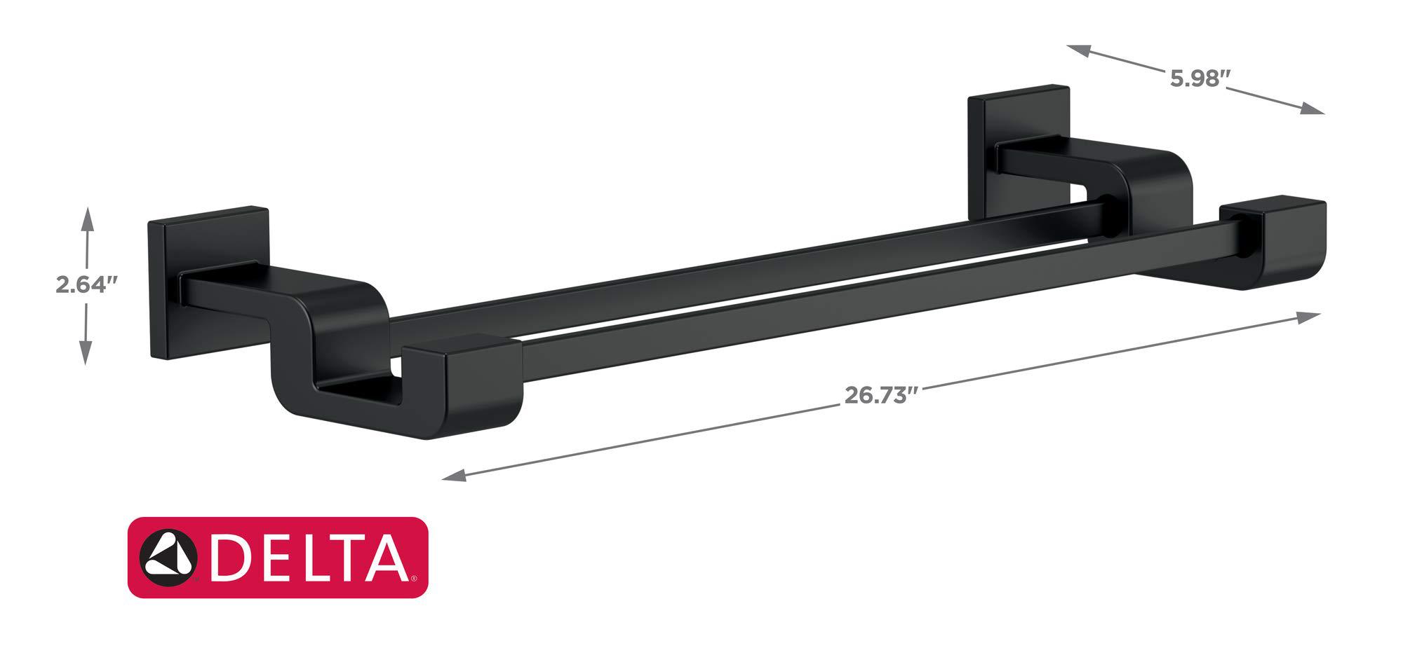 delta 77525-bl ara double -towel bar, 24 in, matte black, 24 in