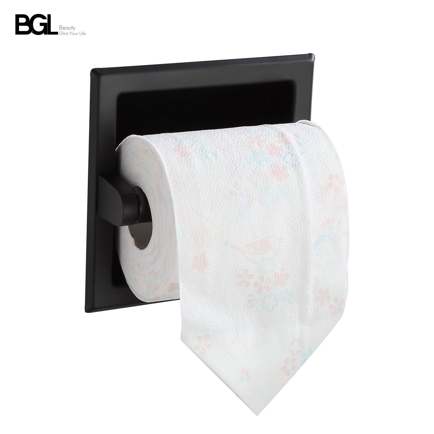 bgl recessed toilet paper holder, stainless steel 304 matte black recessed toilet roll paper holder for bathroom