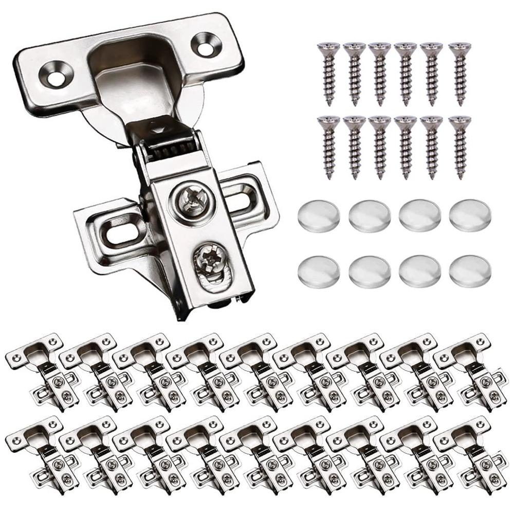 konigeehre 20 pack soft close cabinet door hinges for 1/2" partial overlay cupboard, 100 degree opening angel, stainless conc