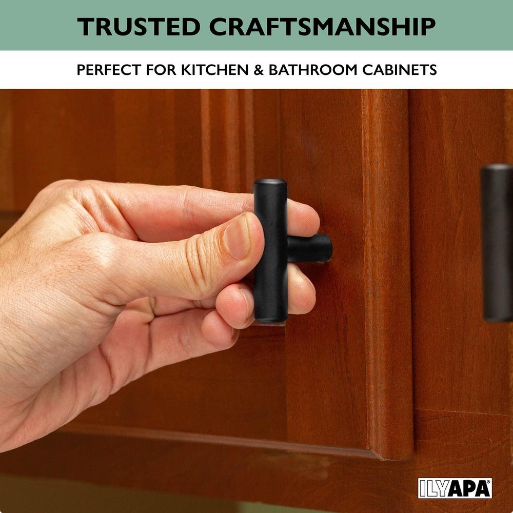 ilyapa black kitchen cabinet knobs, 25 pack - t-knob drawer pull handle hardware