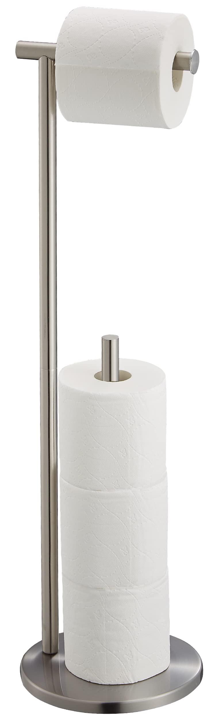 DECLUTTR free standing toilet paper holder stand with reserve, bathroom tissue dispenser paper roll storage holder stand for jumbo rol