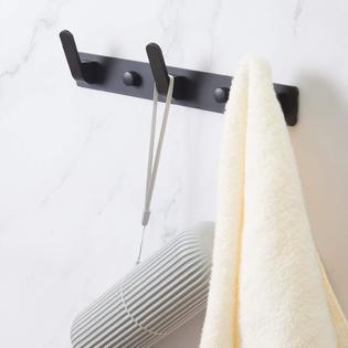Ninegridisland 3 hooks matte black wall bathroom towel hooks mount  stainless steel heavy duty shower wall