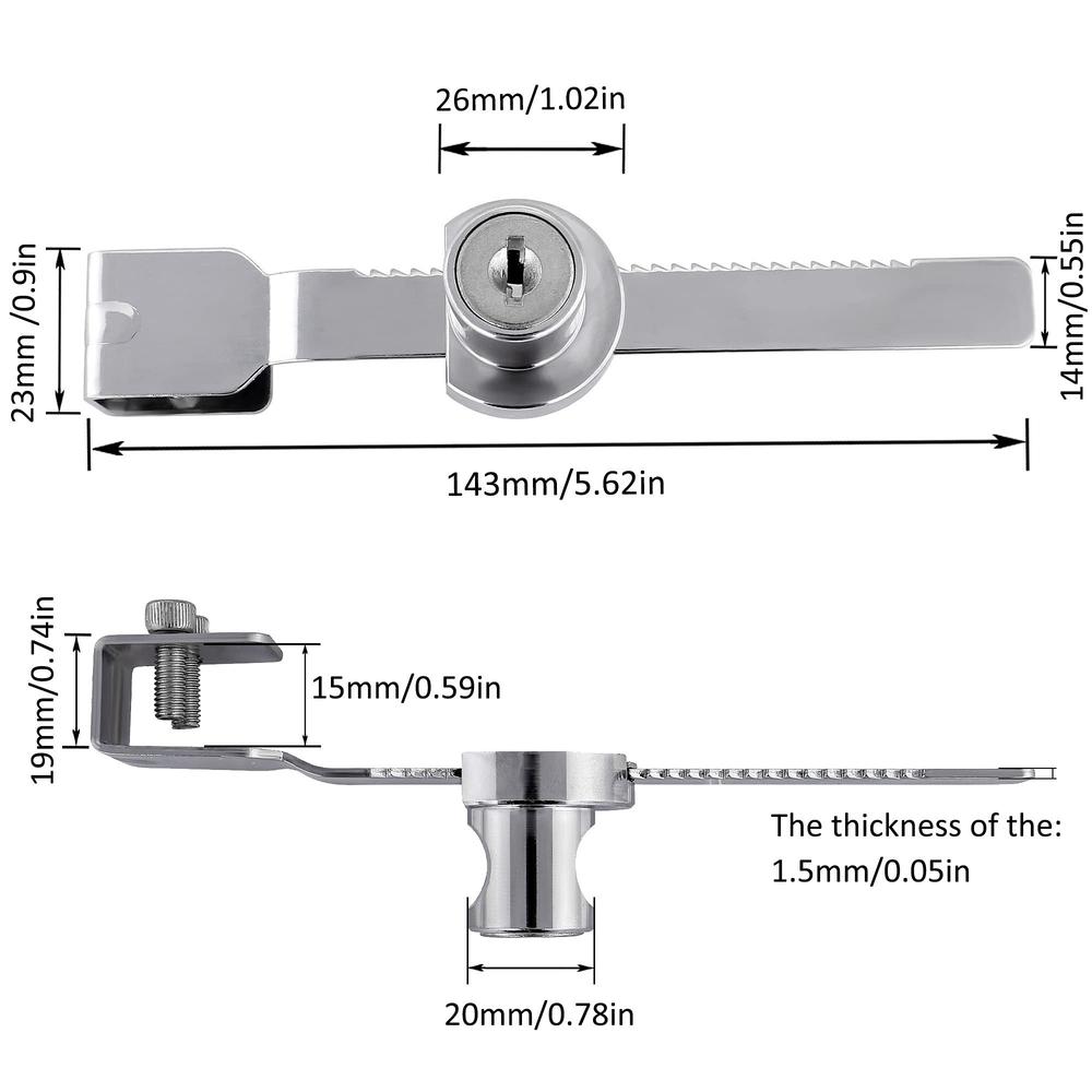 Simple Racket Lock kitmose sliding glass door ratchet lock with chrome finish, keyed alike ...